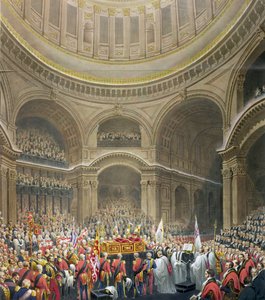 Funeral de Arthur Wellesley (1769-1852) Duque de Wellington em St. Pauls Cathedral, gravado por J. Thomson e EJ Parris, 1852 de English School