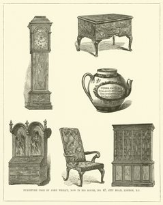 Mobiliário utilizado por John Wesley, atualmente em sua casa, n.o 47, City Road, Londres, CE (gravura) de English School
