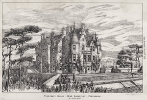 Fyndynate House, perto de Aberfeldy, Perthshire (gravura) de English School