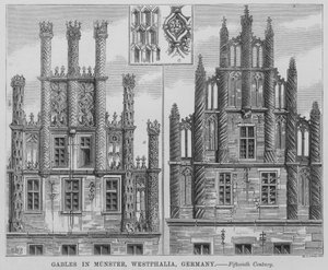 Gables in Munster, Westphalia, Alemanha (gravura) de English School