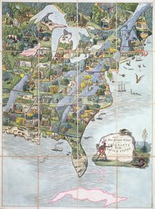 Jogo da Bandeira Star-Spangled ou Emigrantes para os Estados Unidos, jogo de tabuleiro c.1860 de English School
