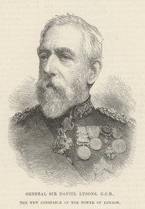 General Sir Daniel Lysons, GCB, o Novo Constable da Torre de Londres (gravura) de English School