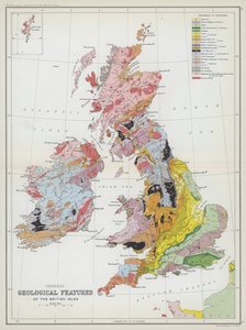 Características geológicas gerais das Ilhas Britânicas (litografia a cores) de English School