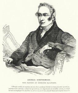 George Stephenson, o pai dos caminhos-de-ferro ingleses (gravura) de English School