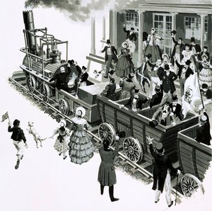A locomoção de George Stephenson chegou em Darlington de English School