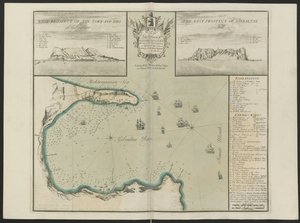 Baía de Gibraltar (Prospecto Oeste e Leste de G. Hill.) Por C. Price, c.1730 (lito colorido) de English School