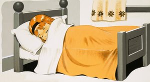 Rapariga a dormir na cama de English School