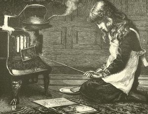 Menina cozinhar torradas no fogão de English School