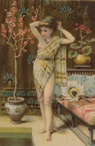 Menina vestindo o cabelo (impressão colorida em seda) de English School