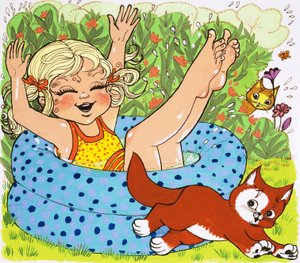 Menina, divertir-se, em, remando pool de English School