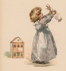 Menina com boneca (chromolitho) de English School