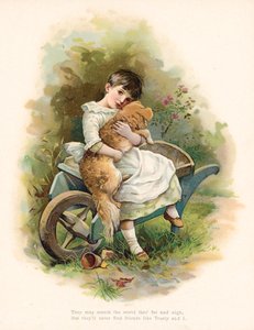 Menina, com, dela, cão de English School