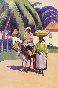 Ir ao mercado, Jamaica (litografia a cores) de English School