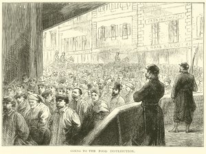 Indo para a distribuição de alimentos, março de 1871 de English School