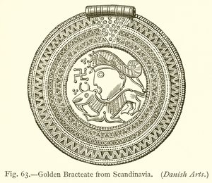 Bracteato Dourado da Escandinávia de English School