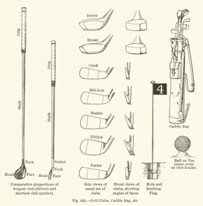 Clubes de golfe, saco de caddy, etc de English School