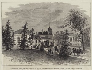 Casa do Governo, Ottawa, Dominion of Canada, Residência da Princesa Luísa e do Marquês de Lorne (gravura) de English School