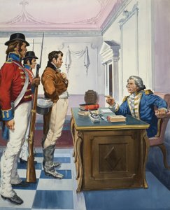 Governador Bligh de Nova Gales do Sul detendo John Macarthur de English School