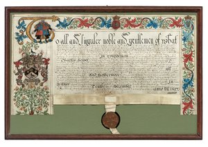 Concessão de armas a Charles Hewitt, 1597 de English School