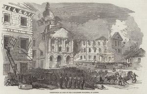 Great Fire at Quebec (gravura) de English School