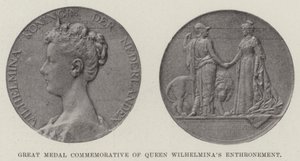 Grande Medalha Comemorativa da Entronização da Rainha Wilhelmina (gravura) de English School