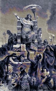 Degenerescência grega - Cresus na pilha fúnebre, ilustração da história ilustrada do mundo, publicada c.1880 (imagem digital melhorada) de English School