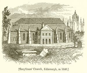 Igreja Greyfriars, Edimburgo, em 1640 de English School