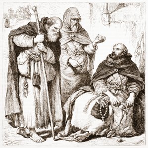 Grupo de frades mendicantes, ilustração da história do protestantismo por James Aitken Wylie (1808-1890), bar. 1878 de English School