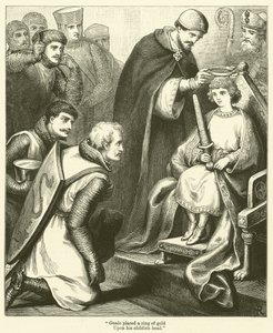 "Gualo pôs um anel de ouro, Na sua cabeça de criança" (gravura) de English School