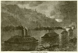 Gunboats passando antes de Vicksburg de English School