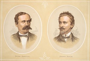 Gustav Nachtigal e Gerard Rohlfs, ilustração da edição pictórica da vida e das descobertas de David Livingstone por J. Ewing Richie, bar. por A. Fullarton & Co., 1876 de English School