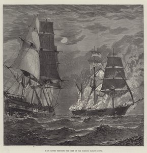 HMS Liffey resgatando a tripulação do Barque Anita em chamas (gravação) de English School