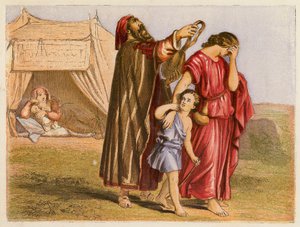 Hagar e Ismael (litografia a cores) de English School