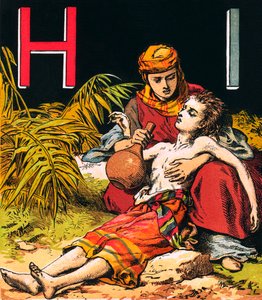 Hagar e Ismael (litografia a cores) de English School