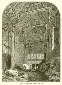 Salão do Palácio Eltham em 1835 de English School
