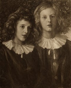 Hallam e Lionel Tennyson, filhos de Alfred Lord Tennyson (1809-92) de English School