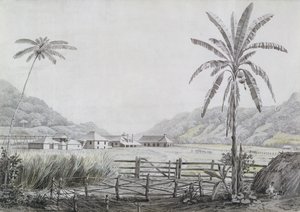 Halse Hall, Jamaica, c.1780 (wc e grafite sobre papel) de English School
