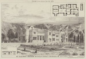 Halsway, Somersetshire, Design para Adições e Restauração (gravura) de English School