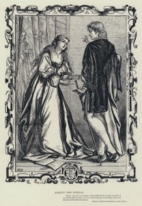 Hamlet e Ofélia, Hamlet, Príncipe da Dinamarca, Acto iii, Cena 1 (gravura) de English School