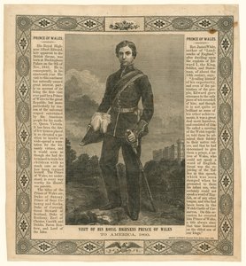 Lenço comemorativo da viagem do Príncipe de Waless à América, 1860 de English School