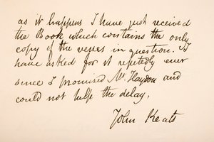 Escrita e assinatura de John Keats de English School
