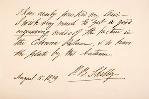 Escrita e assinatura de Percy Bysshe Shelley, 1819 de English School