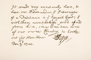 Escrita e assinatura de Samuel Pepys, 1700 de English School