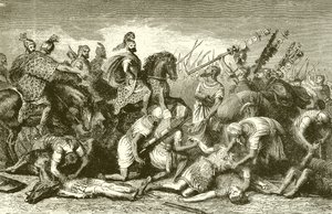 Tropas de Hannibals saqueando seus inimigos mortos após a Batalha de Cannae