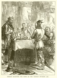 Harold recebendo a notícia da invasão normanda, 1066 de English School