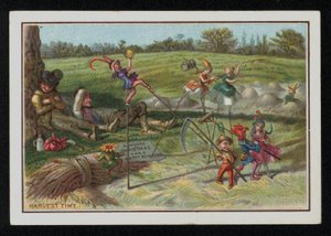 Hora da colheita, cartão de Boas Festas. (chromolitho) de English School