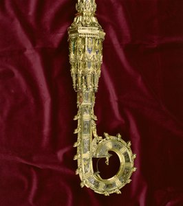 Cabeça e curva do crozier de Guilherme de Wykeham (c.1320-1404): lado de Paulo (prata dourada) (detalhe) (ver 205100-32) de English School