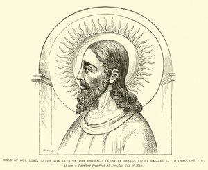 Cabeça de Nosso Senhor, depois do tipo do verniz de esmeralda apresentado por Bajazet II a Inocêncio VIII de English School