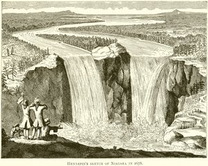 Esboço de Hennepins de Niagara em 1678 de English School