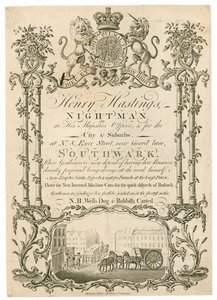 Henry Hastings, Nightman, cartão de comércio de English School